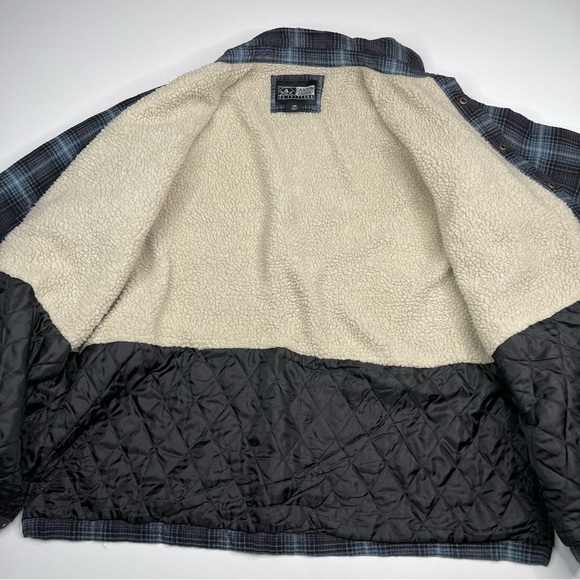 Canyon Guide Outfitters Shacket Sherpa Flannel Shirt Plaid Blue Black Winter 2X - Picture 9 of 16